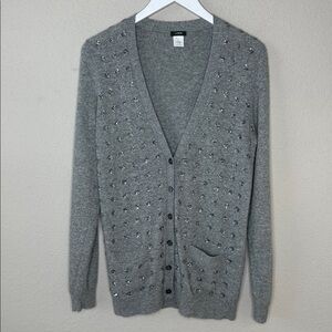 J. Crew Wool Cashmere Blend Long‎ Sleeve V Neck Cardigan Sparkle Sweater Size M